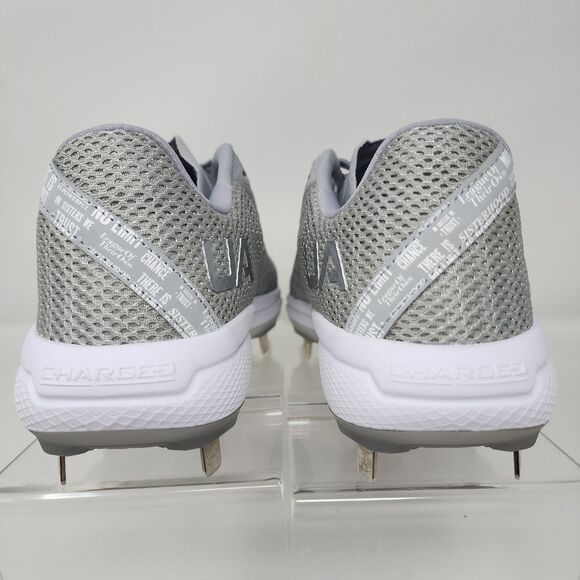 Under Armour Softball Cleats Womens 7 Grey Glyde 2 Logo Spell Out Metal Shoes - Picture 5 of 7